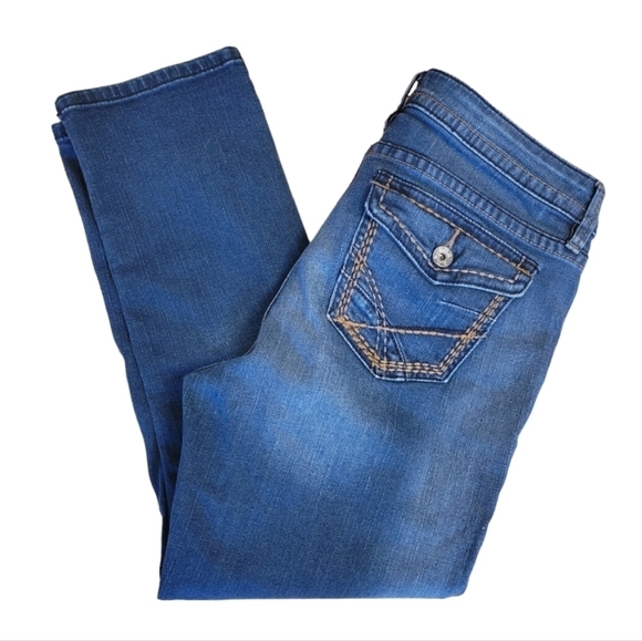 ana Straight Leg Embellished Pockets Cropped Denim Jeans Size 8 - Picture 1 of 3